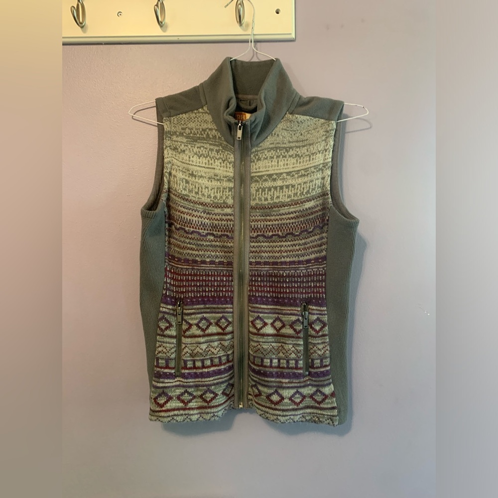 Ruff Hewn Women’s Purple and Gray Striped Vest Petite Medium